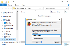 Folder Guard restricts access to the password-protected folders