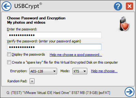 USBCrypt encryption software for Windows 11, 10, 8, 7.