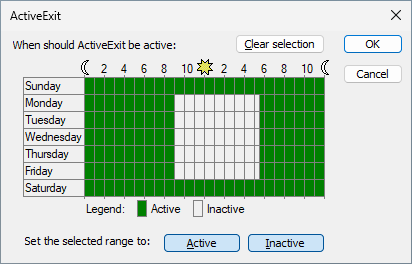 ActiveExit schedule screen